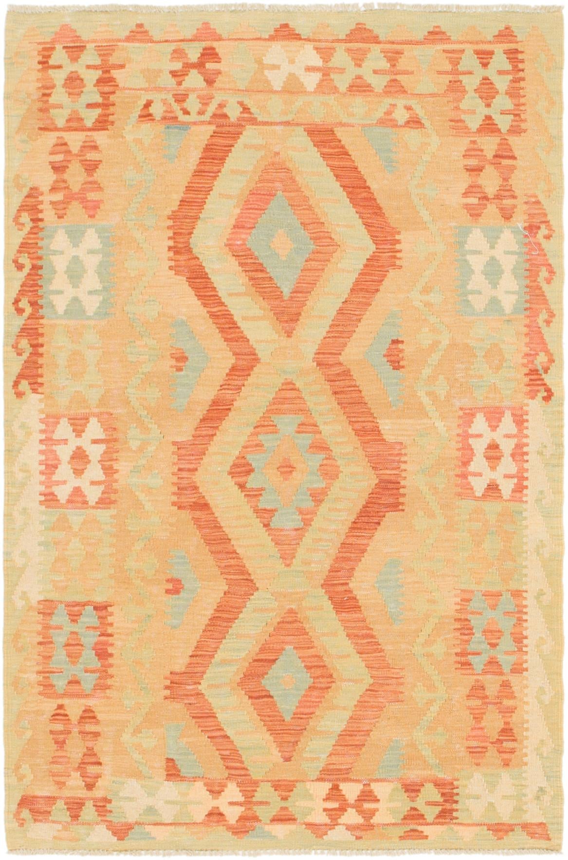 3' 4 x 5' Hand Woven Kilim Waziri Wool Rug