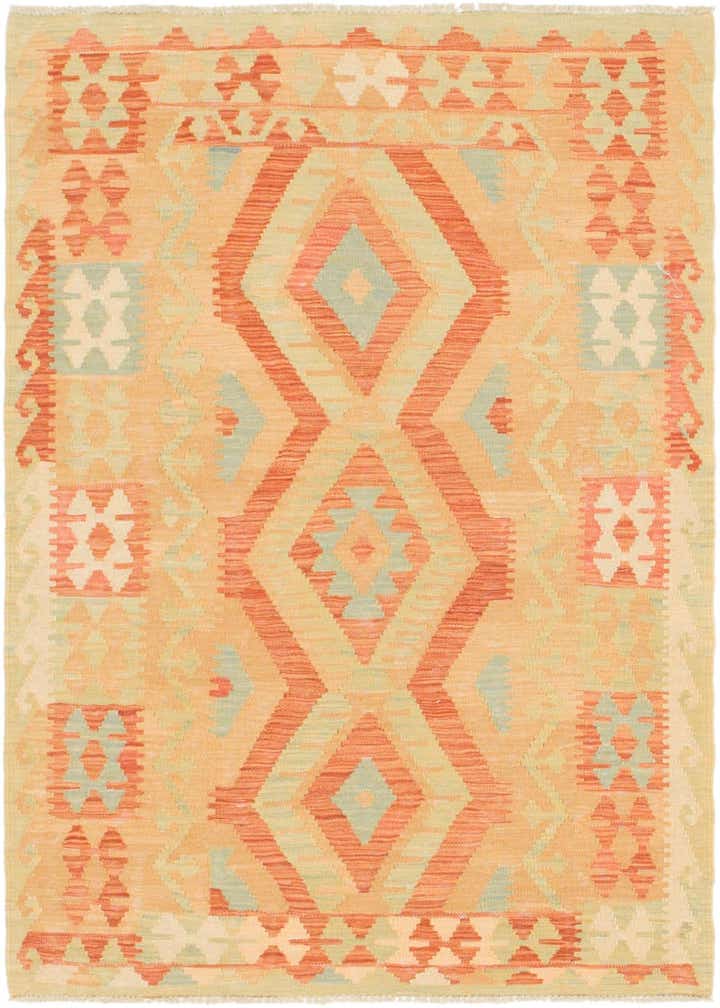3' 4 x 5' Hand Woven Kilim Waziri Wool Rug