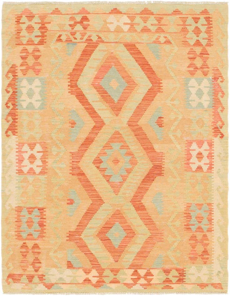Detail image of 3' 4 x 5' Hand Woven Kilim Waziri Wool Rug