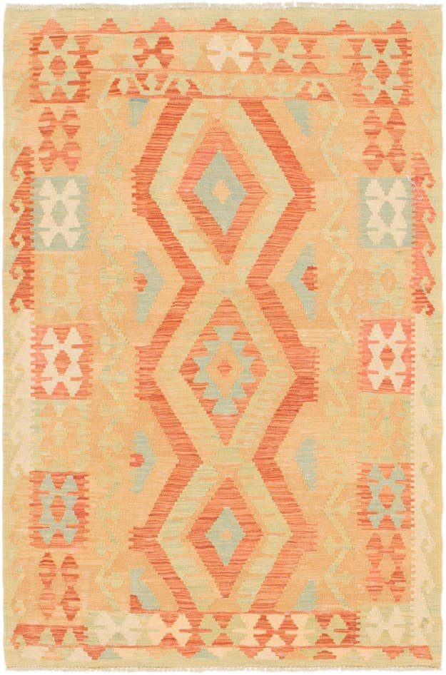 Detail image of 3' 4 x 5' Hand Woven Kilim Waziri Wool Rug