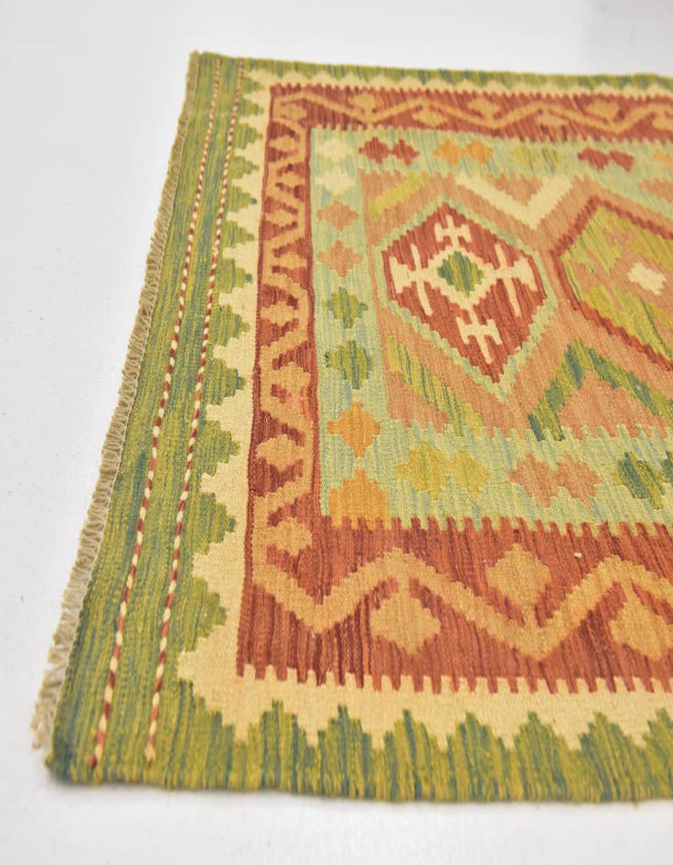 Detail image of 3' 2 x 5'  Hand Woven Kilim Waziri Wool Rug
