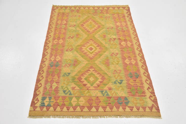 Detail image of 3' x 4' 9 Hand Woven Kilim Waziri Wool Rug