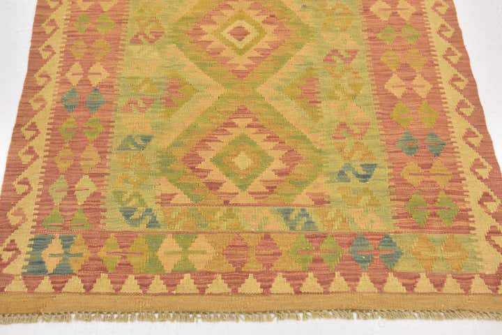 3' x 4' 9 Hand Woven Kilim Waziri Wool Rug