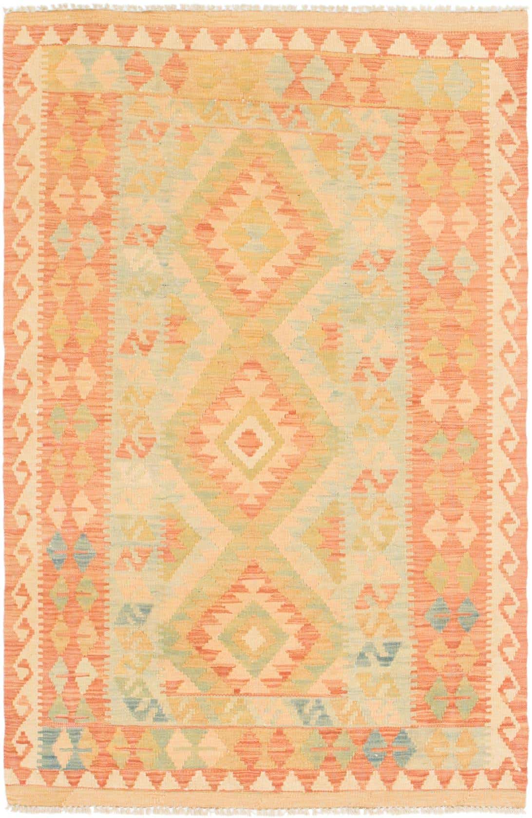 3' x 4' 9 Hand Woven Kilim Waziri Wool Rug