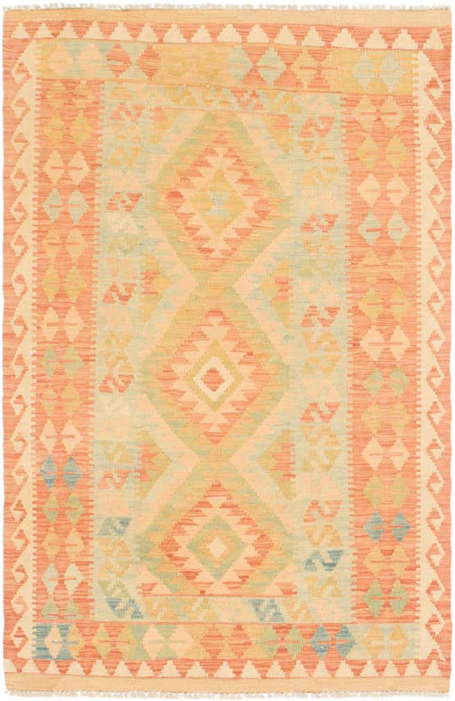 3' x 4' 9 Hand Woven Kilim Waziri Wool Rug