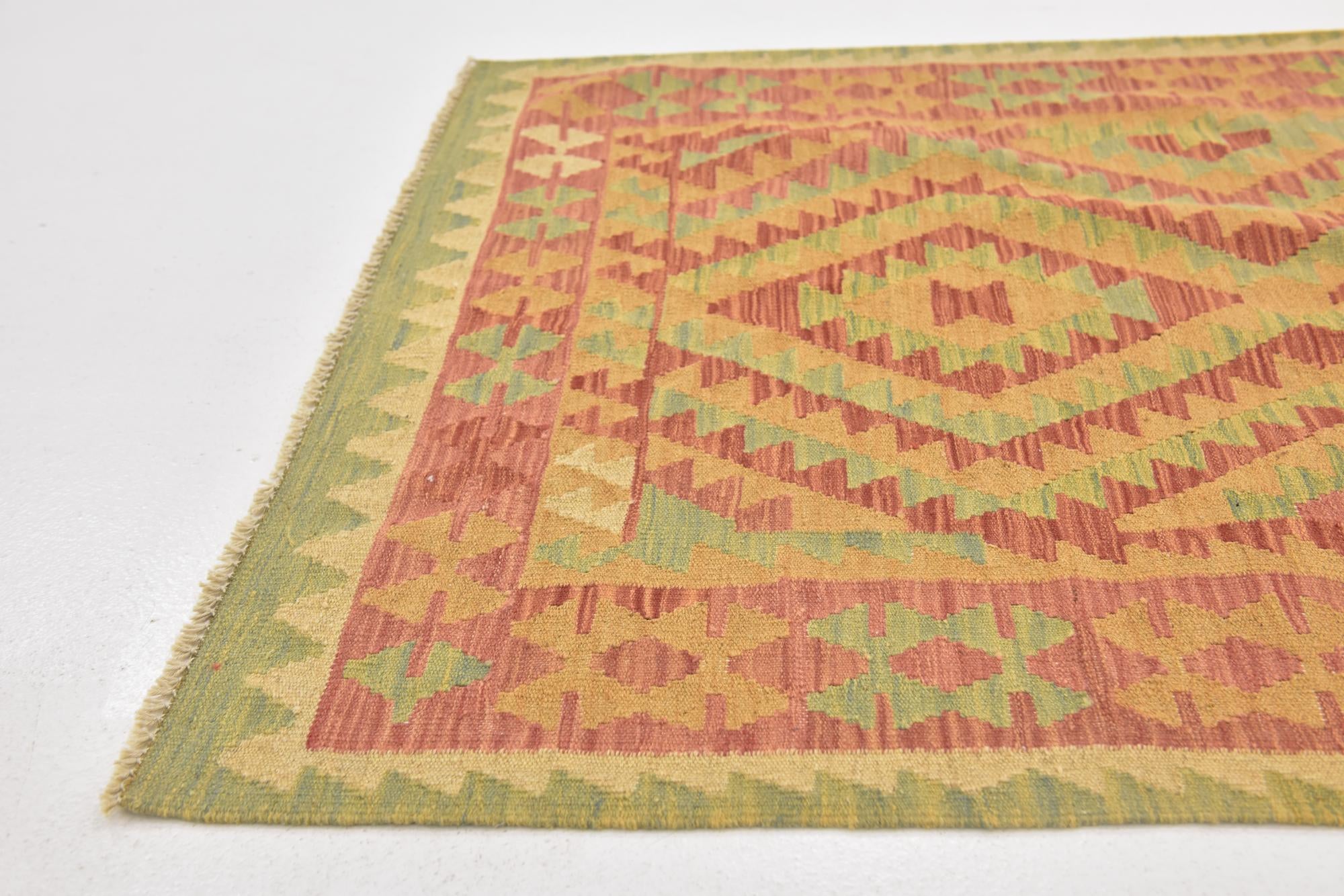 3' 3 x 5' Hand Woven Kilim Waziri Wool Rug