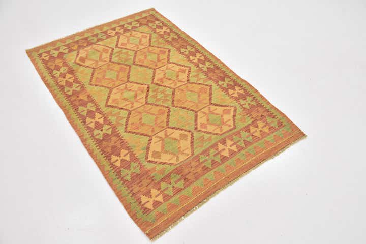 3' 4 x 5' Hand Woven Kilim Waziri Wool Rug