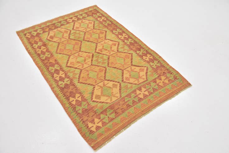 Detail image of 3' 4 x 5' Hand Woven Kilim Waziri Wool Rug