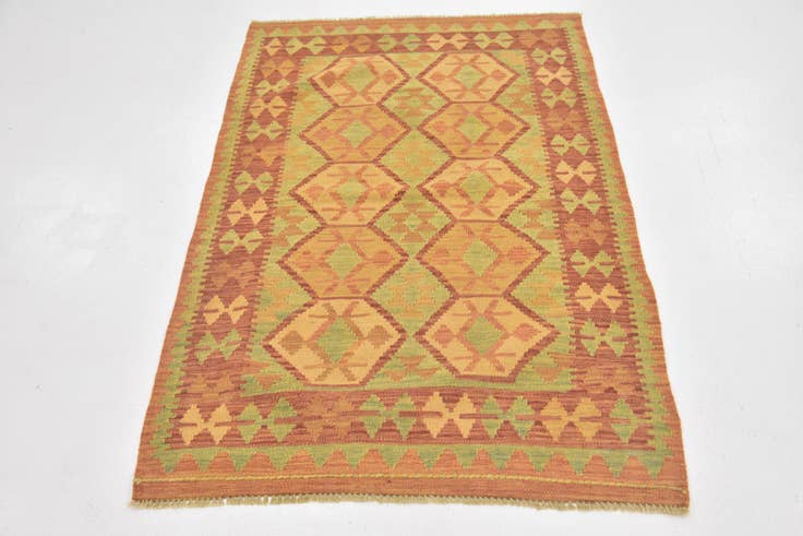 Detail image of 3' 4 x 5' Hand Woven Kilim Waziri Wool Rug