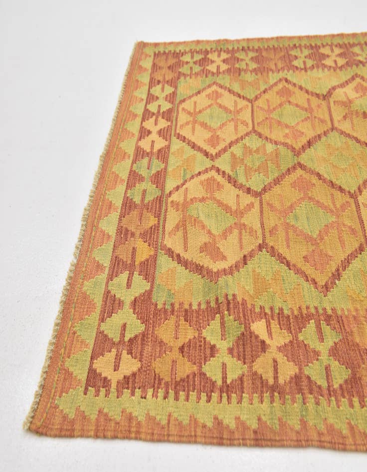 Detail image of 3' 4 x 5'  Hand Woven Kilim Waziri Wool Rug