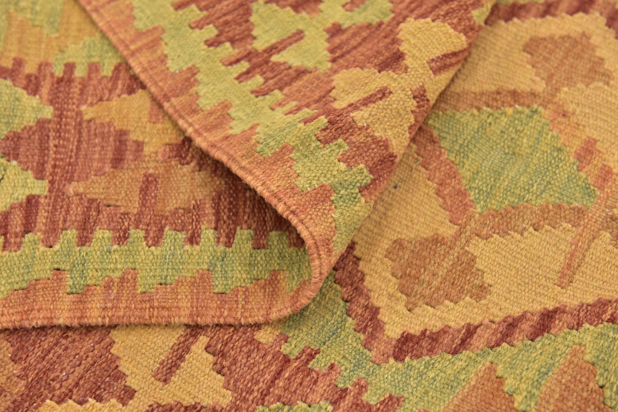 3' 4 x 5' Hand Woven Kilim Waziri Wool Rug