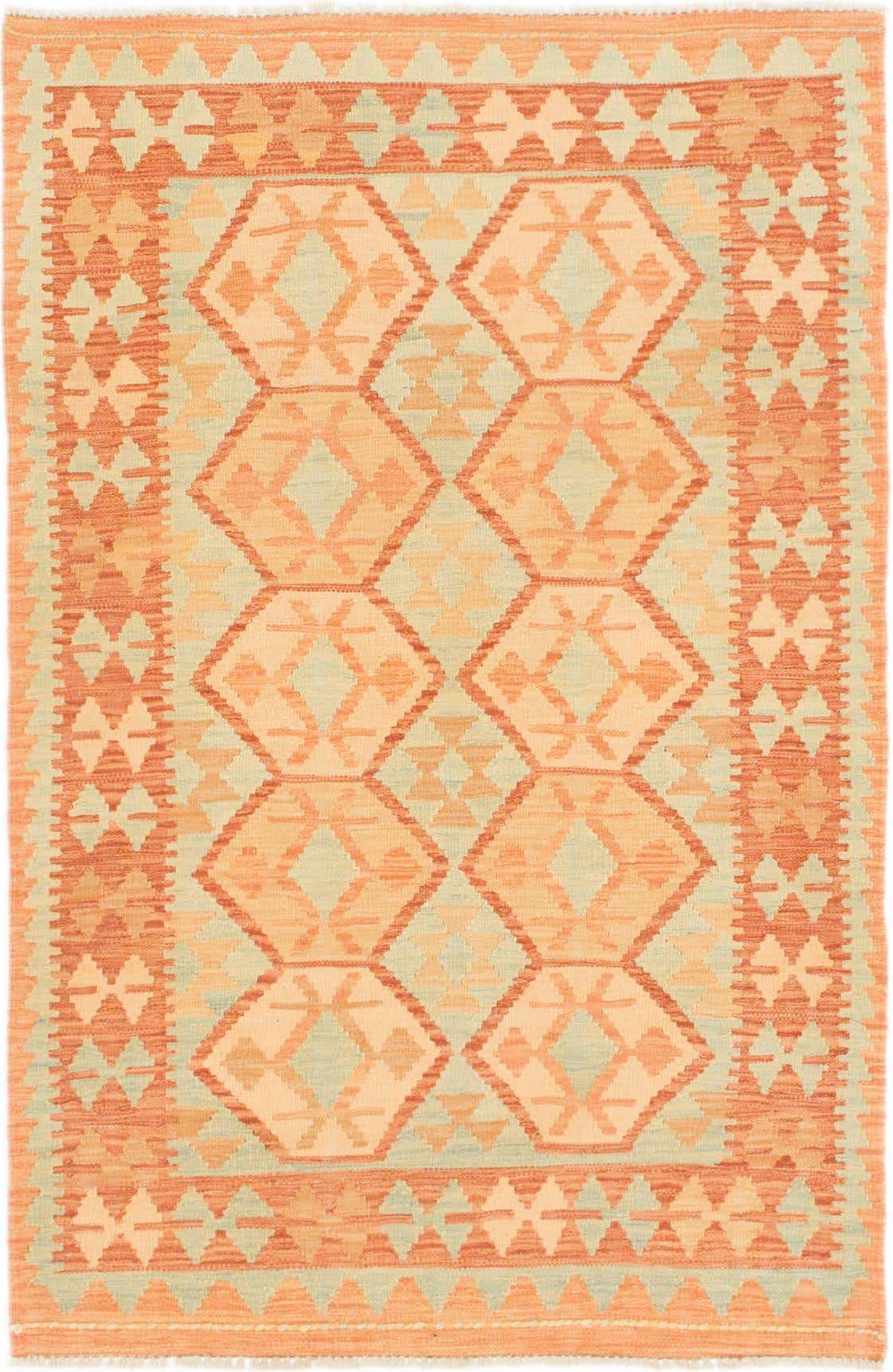 3' 4 x 5' Hand Woven Kilim Waziri Wool Rug