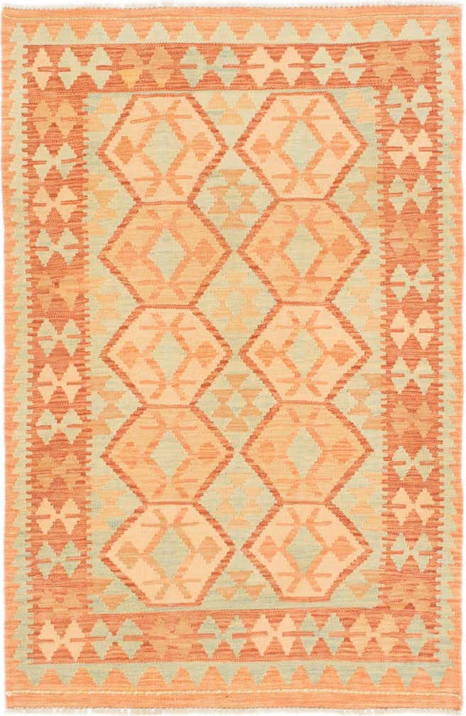 3' 4 x 5' Hand Woven Kilim Waziri Wool Rug