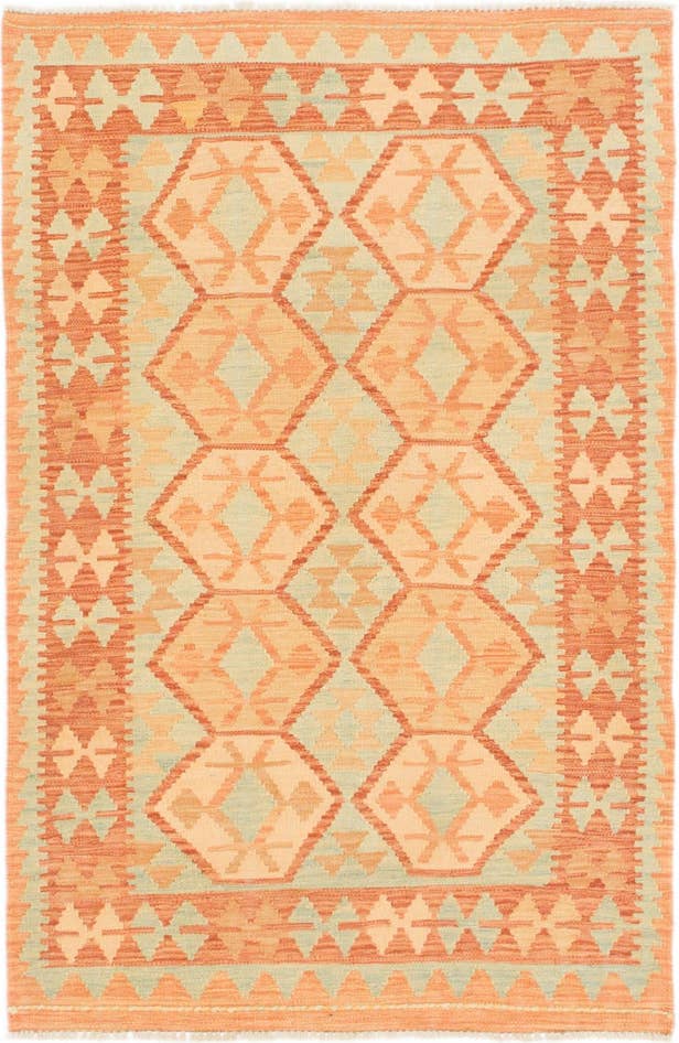 Detail image of 3' 4 x 5' Hand Woven Kilim Waziri Wool Rug