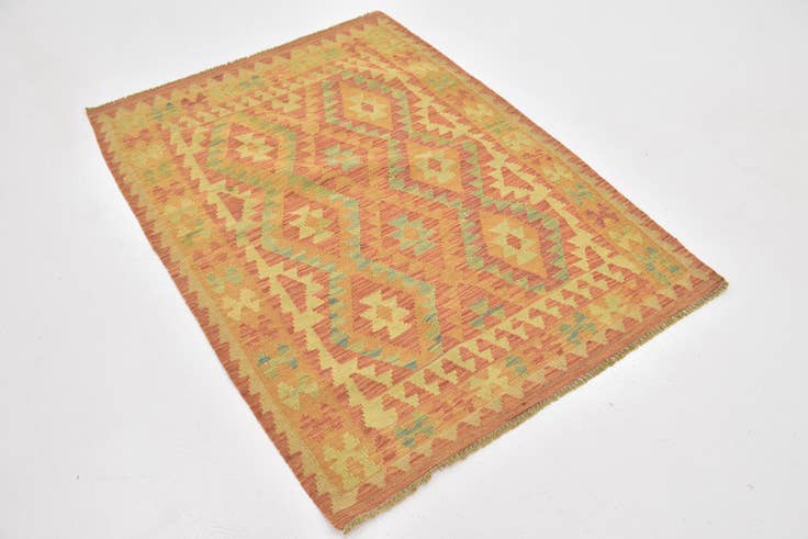 Detail image of 3' 7 x 5' Hand Woven Kilim Waziri Wool Rug