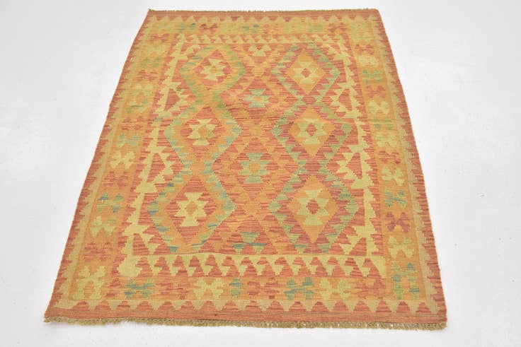 Detail image of 3' 7 x 5' Hand Woven Kilim Waziri Wool Rug