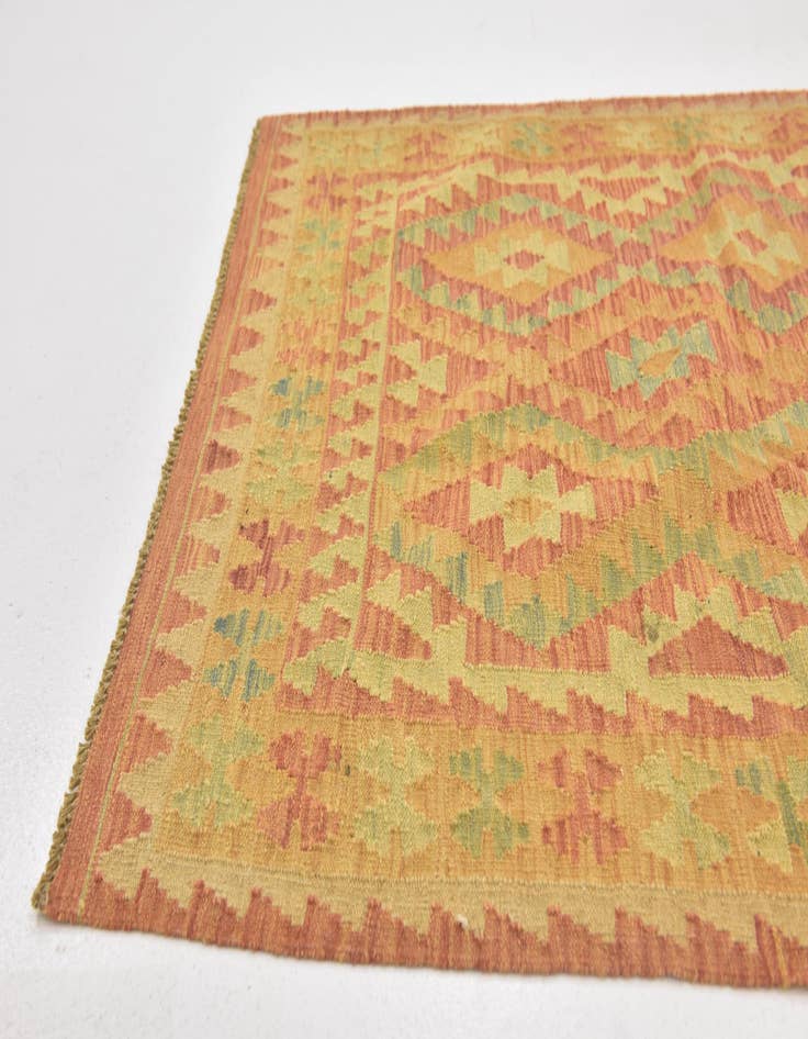 Detail image of 3' 7 x 5'  Hand Woven Kilim Waziri Wool Rug