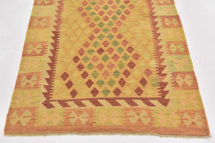 3' 4 x 4' 10 Hand Woven Kilim Waziri Wool Rug