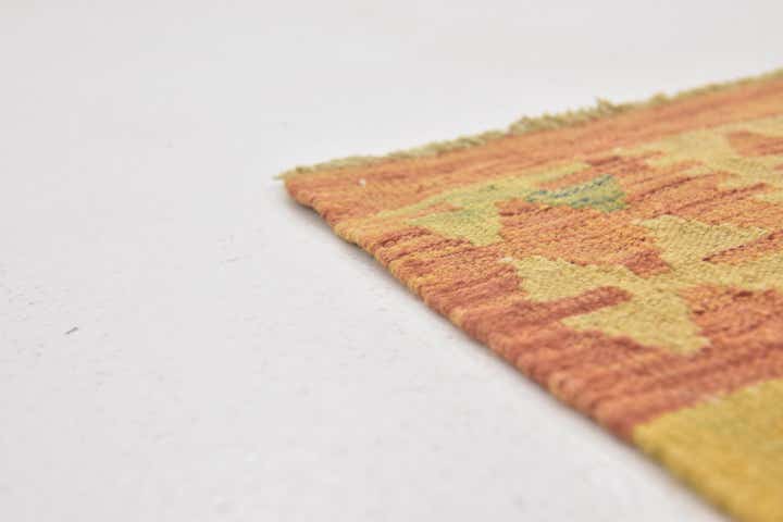 3' 4 x 4' 10 Hand Woven Kilim Waziri Wool Rug
