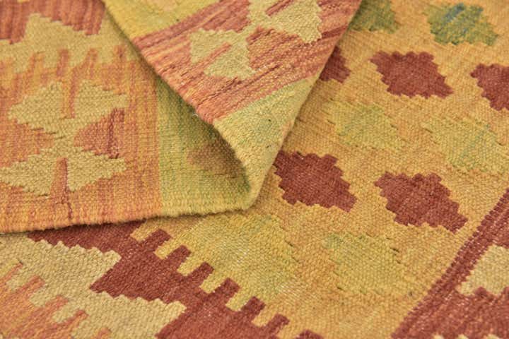 3' 4 x 4' 10 Hand Woven Kilim Waziri Wool Rug