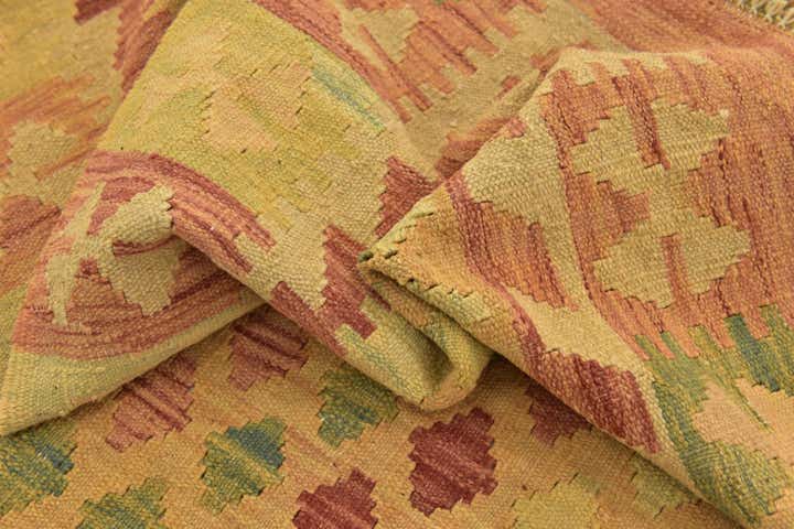 3' 4 x 4' 10 Hand Woven Kilim Waziri Wool Rug