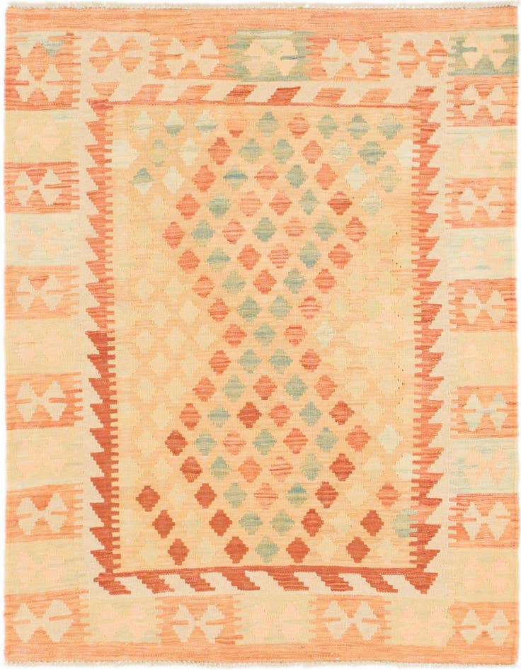 Detail image of 3' 4 x 4' 10 Hand Woven Kilim Waziri Wool Rug