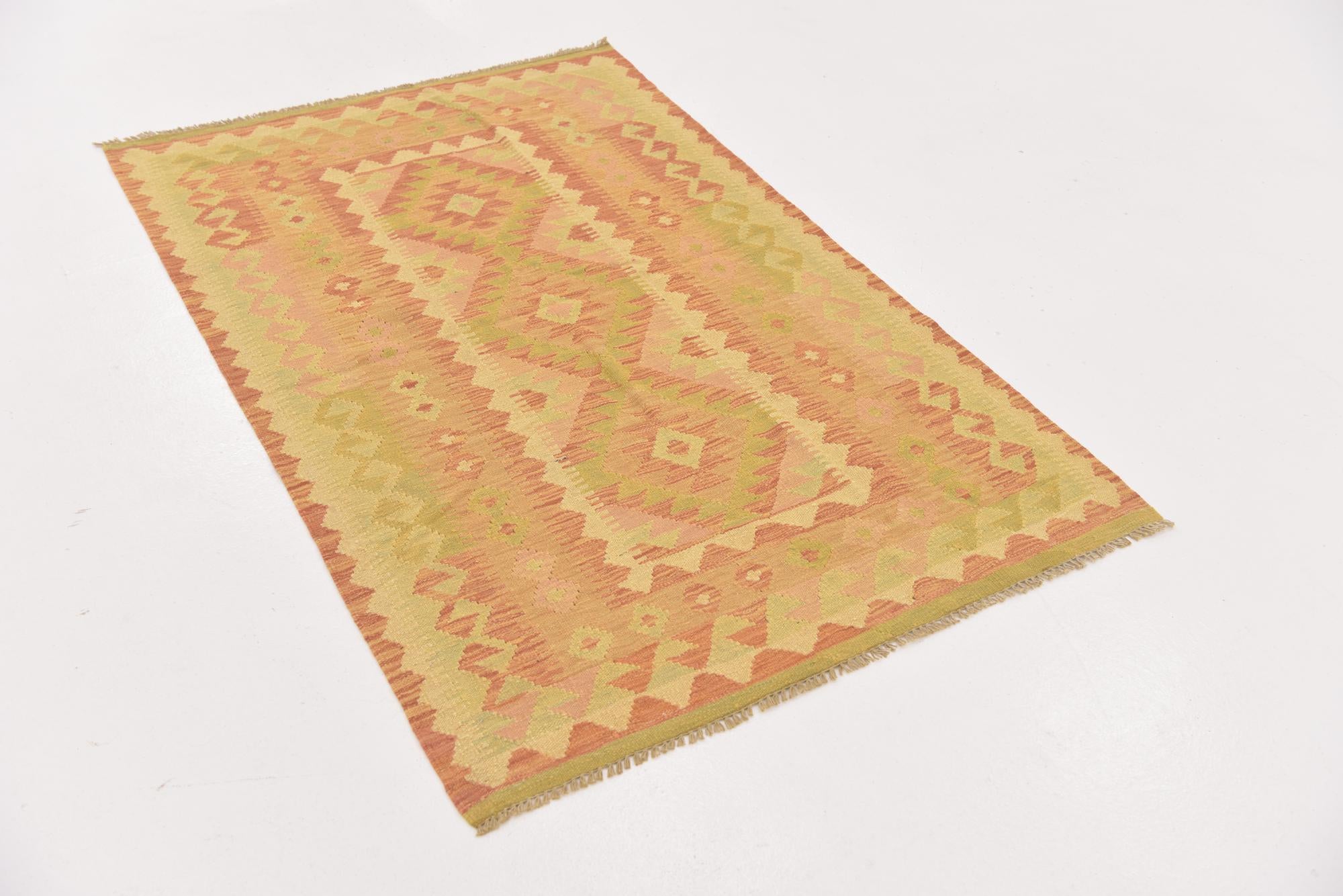 3' 2 x 5' Hand Woven Kilim Waziri Wool Rug