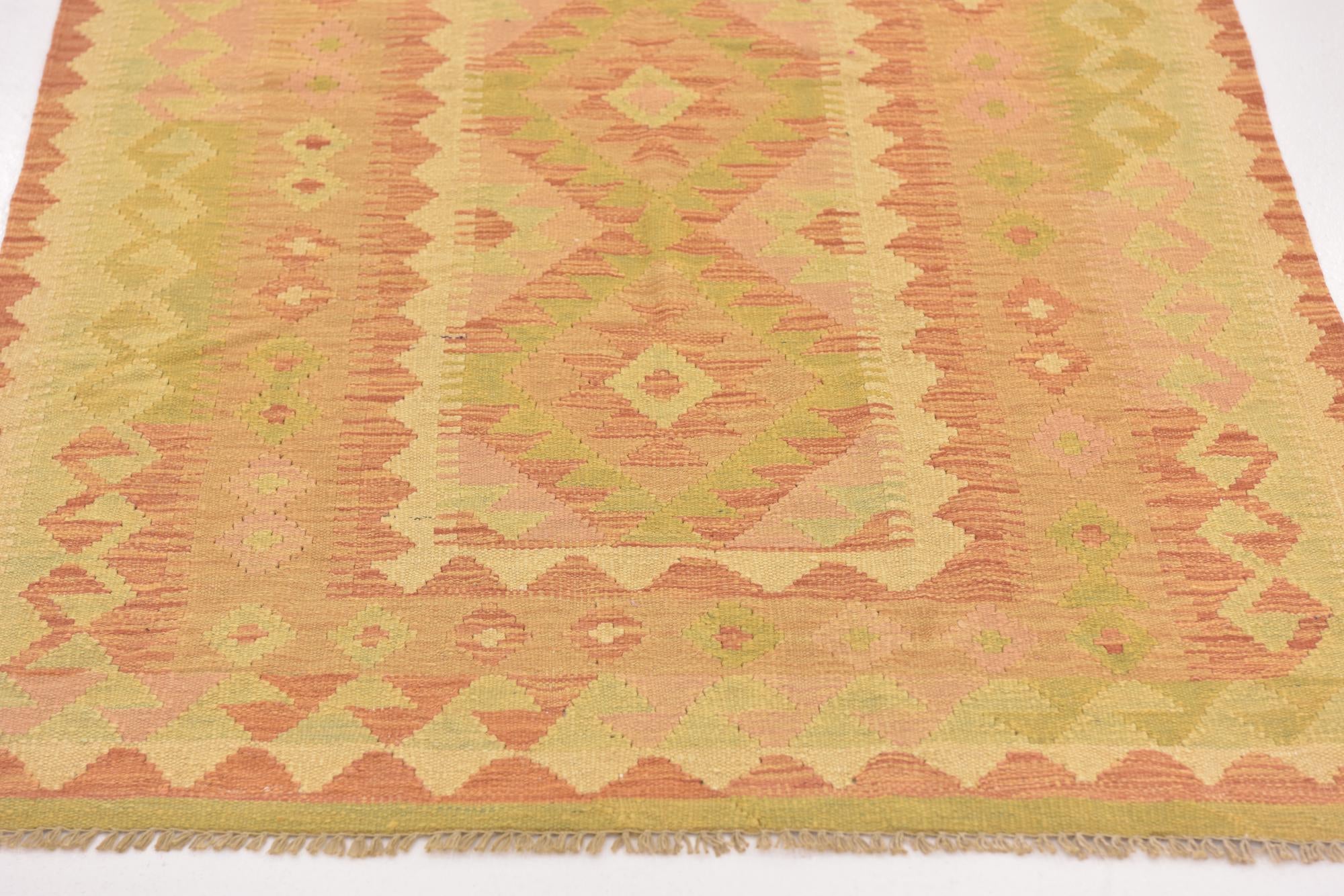 3' 2 x 5' Hand Woven Kilim Waziri Wool Rug