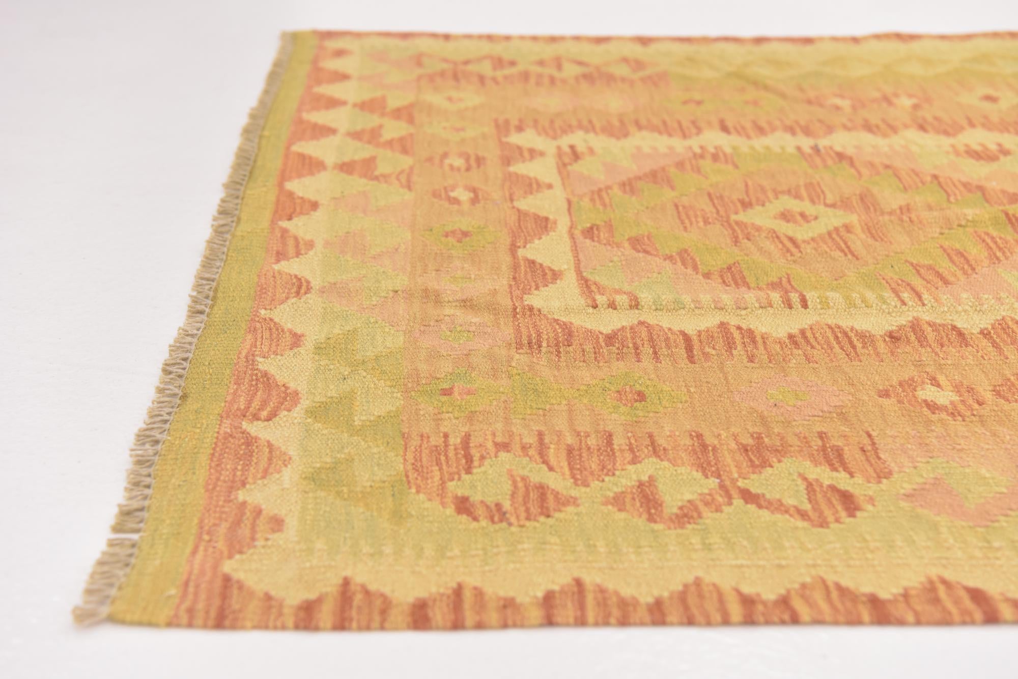 3' 2 x 5' Hand Woven Kilim Waziri Wool Rug