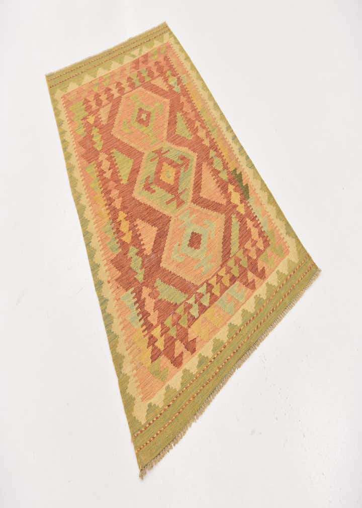 3' 2 x 4' 10 Hand Woven Kilim Waziri Wool Rug