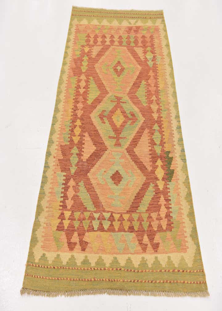 3' 2 x 4' 10 Hand Woven Kilim Waziri Wool Rug
