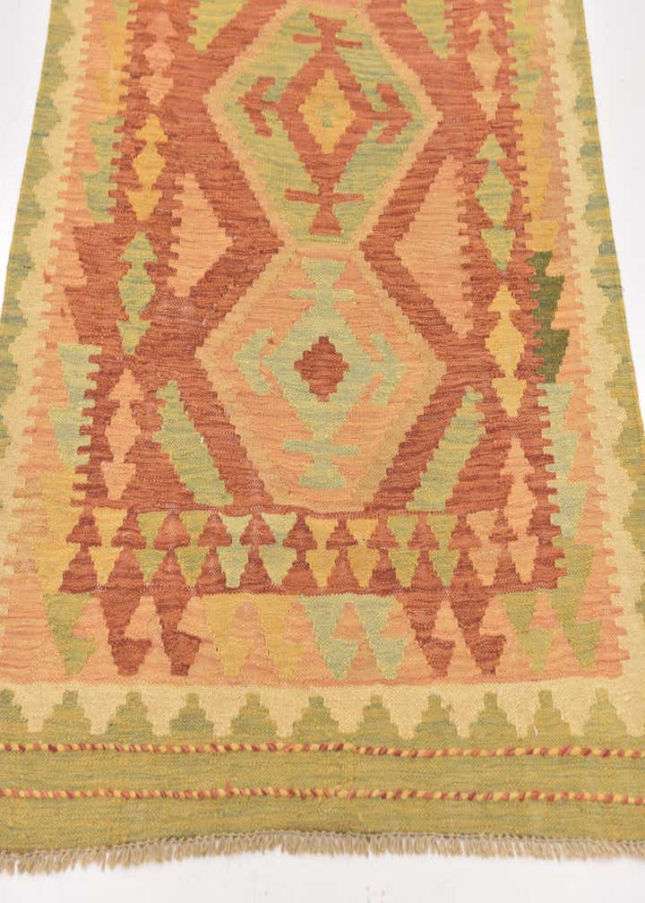 3' 2 x 4' 10 Hand Woven Kilim Waziri Wool Rug