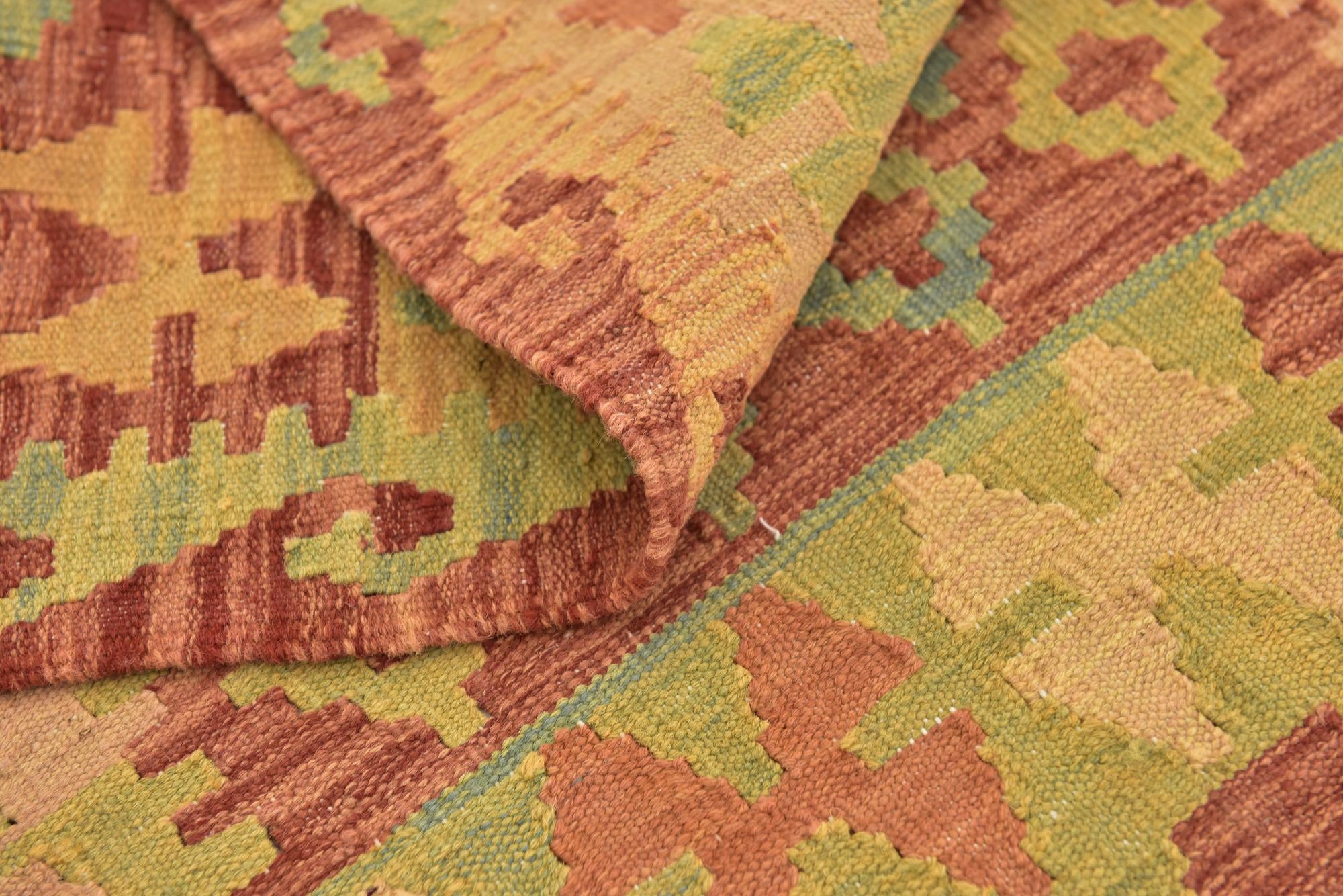 2' 9 x 4' 4 Hand Woven Kilim Waziri Wool Rug
