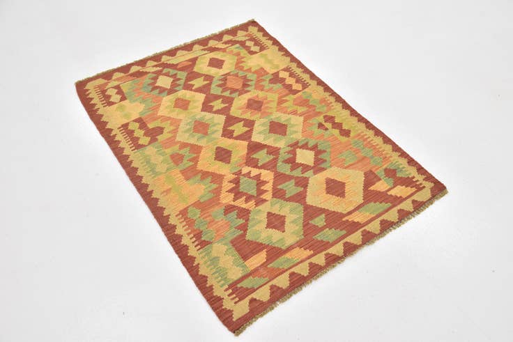 Detail image of 2' 10 x 4' Hand Woven Kilim Waziri Wool Rug