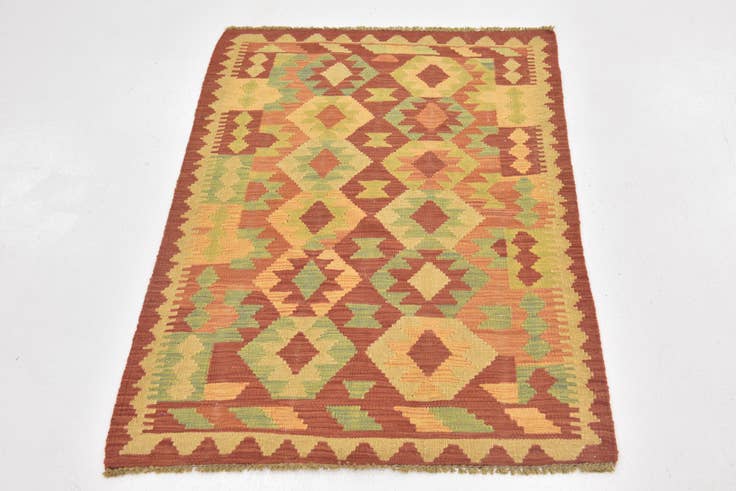 Detail image of 2' 10 x 4' Hand Woven Kilim Waziri Wool Rug
