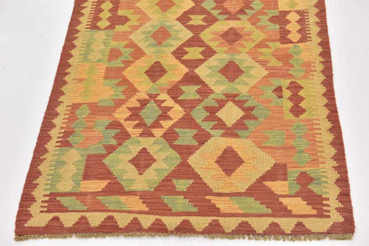 2' 10 x 4' Hand Woven Kilim Waziri Wool Rug