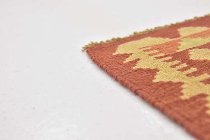 2' 10 x 4' Hand Woven Kilim Waziri Wool Rug