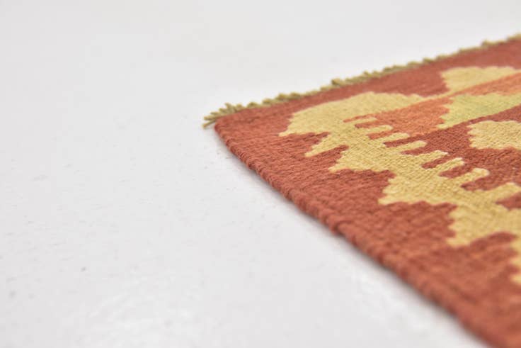 Detail image of 2' 10 x 4' Hand Woven Kilim Waziri Wool Rug