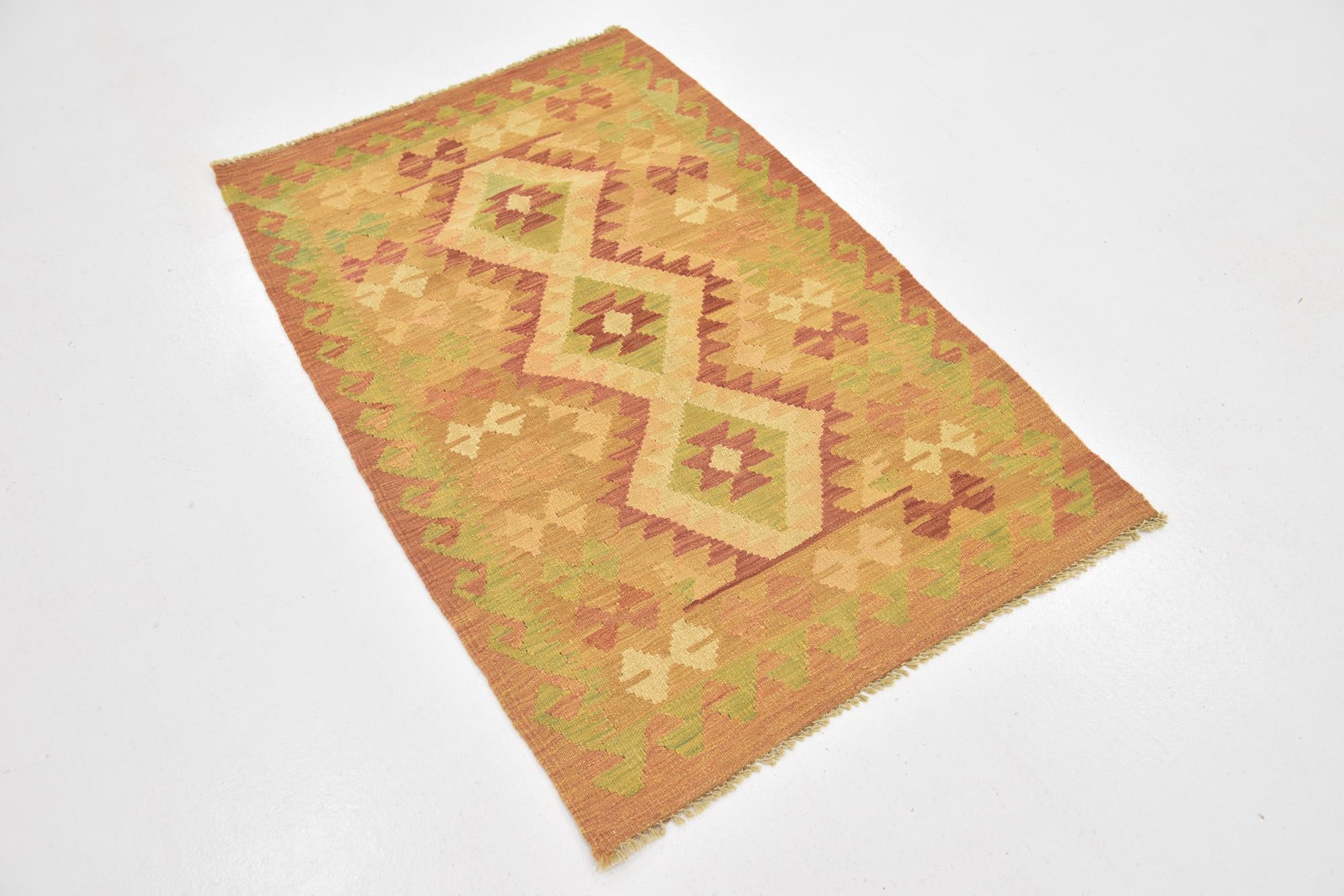 2' 9 x 4' 3 Hand Woven Kilim Waziri Wool Rug