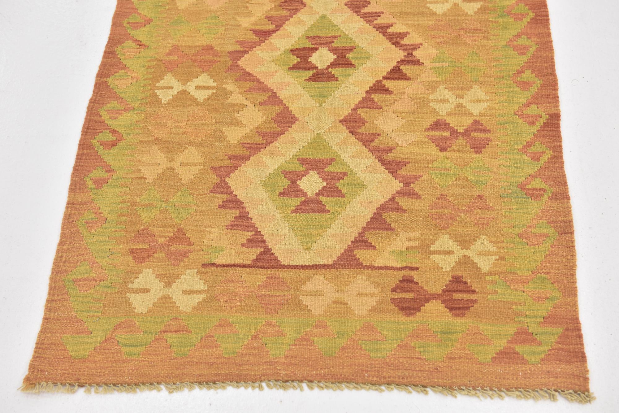 2' 9 x 4' 3 Hand Woven Kilim Waziri Wool Rug