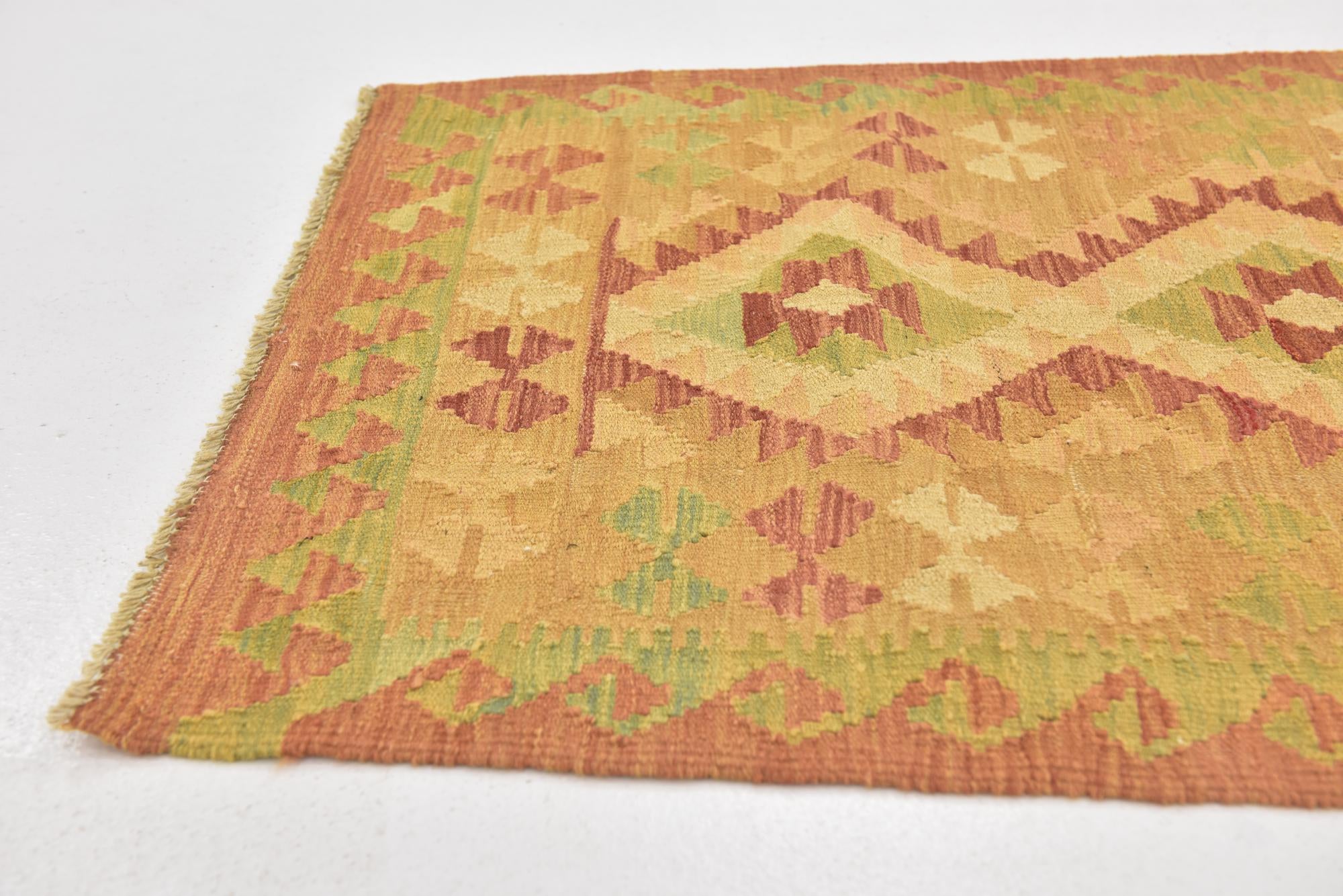2' 9 x 4' 3 Hand Woven Kilim Waziri Wool Rug