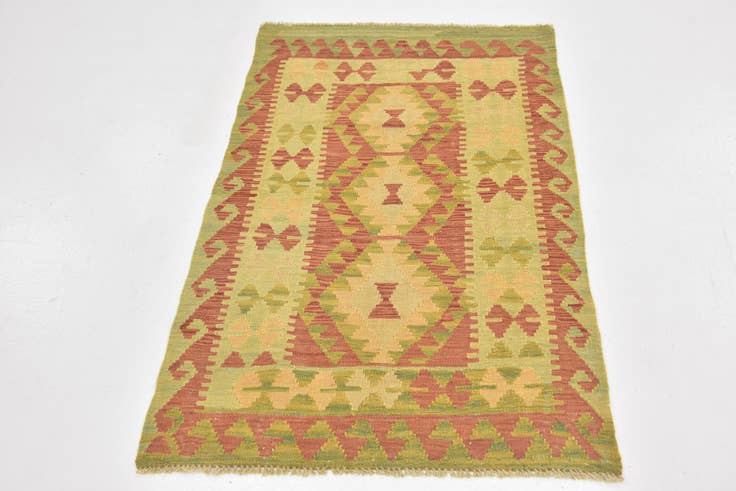 Detail image of 2' 8 x 4' 5 Hand Woven Kilim Waziri Wool Rug