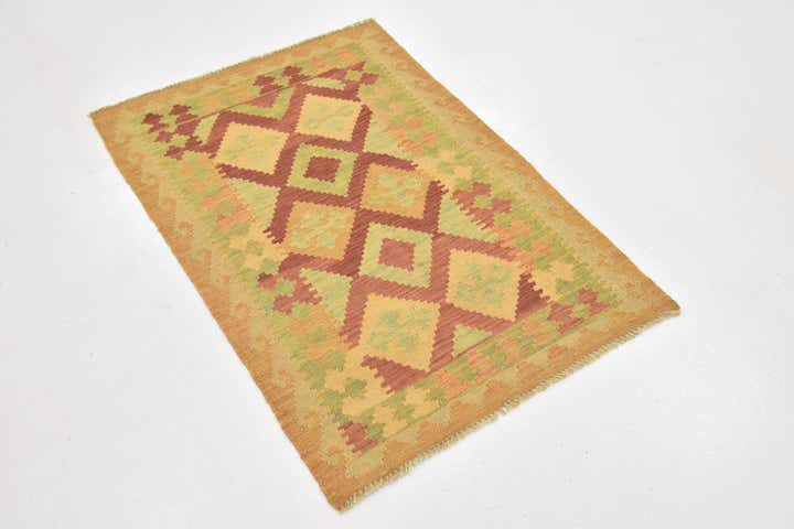 2' 7 x 4' Hand Woven Kilim Waziri Wool Rug