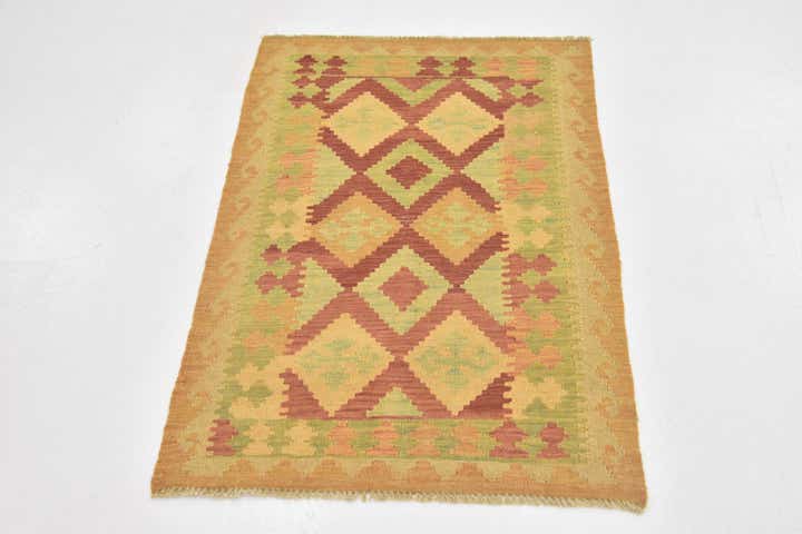 2' 7 x 4' Hand Woven Kilim Waziri Wool Rug