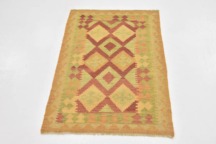 Detail image of 2' 7 x 4' Hand Woven Kilim Waziri Wool Rug