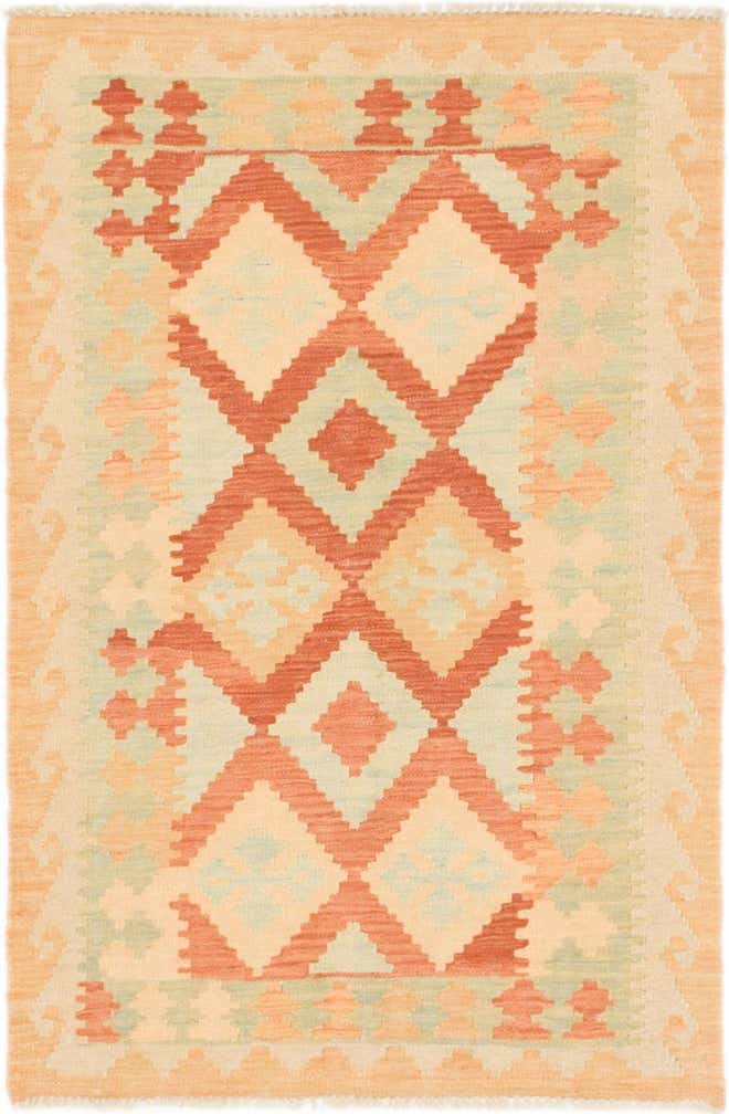 2' 7 x 4' Hand Woven Kilim Waziri Wool Rug