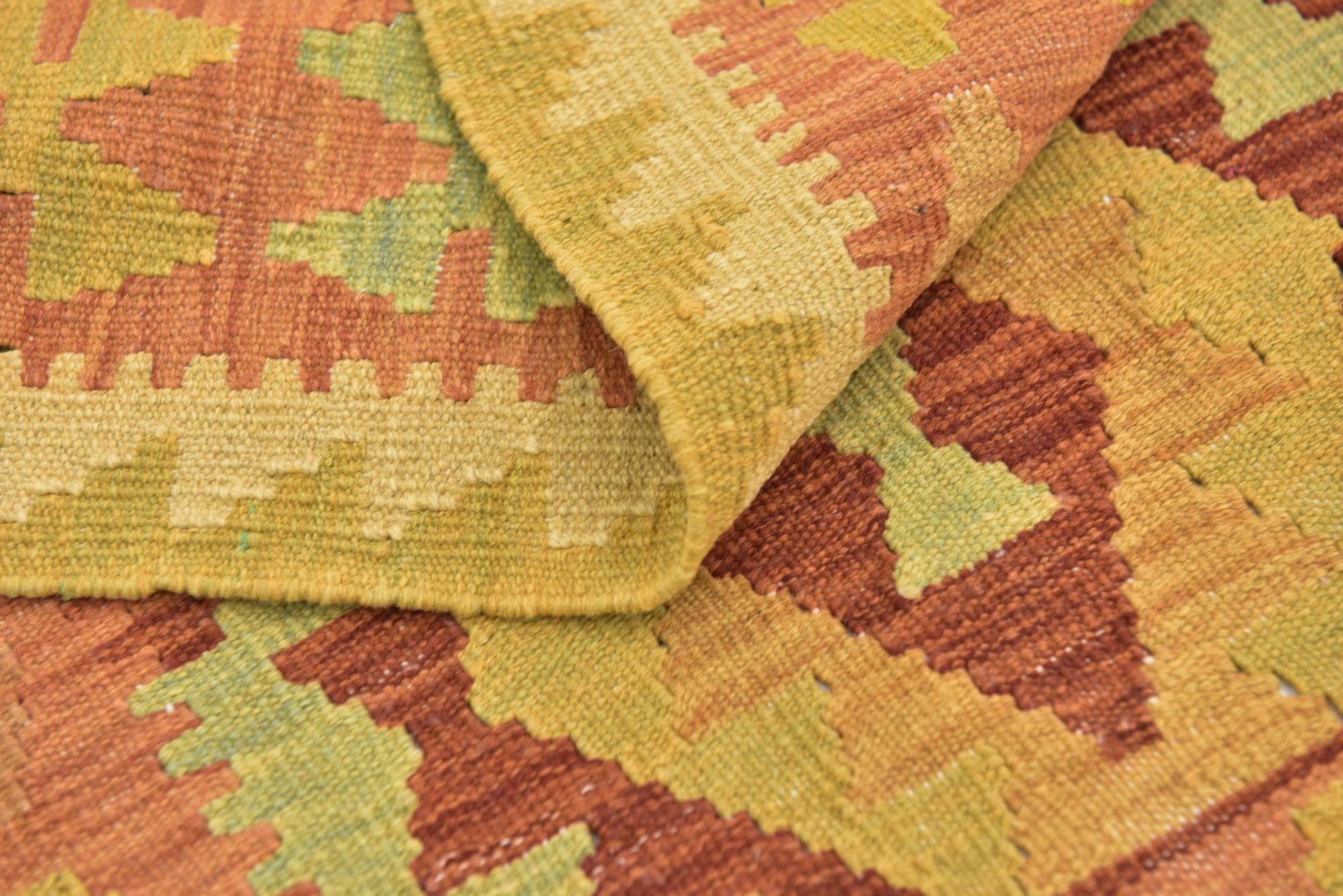 2' 6 x 4' Hand Woven Kilim Waziri Wool Rug