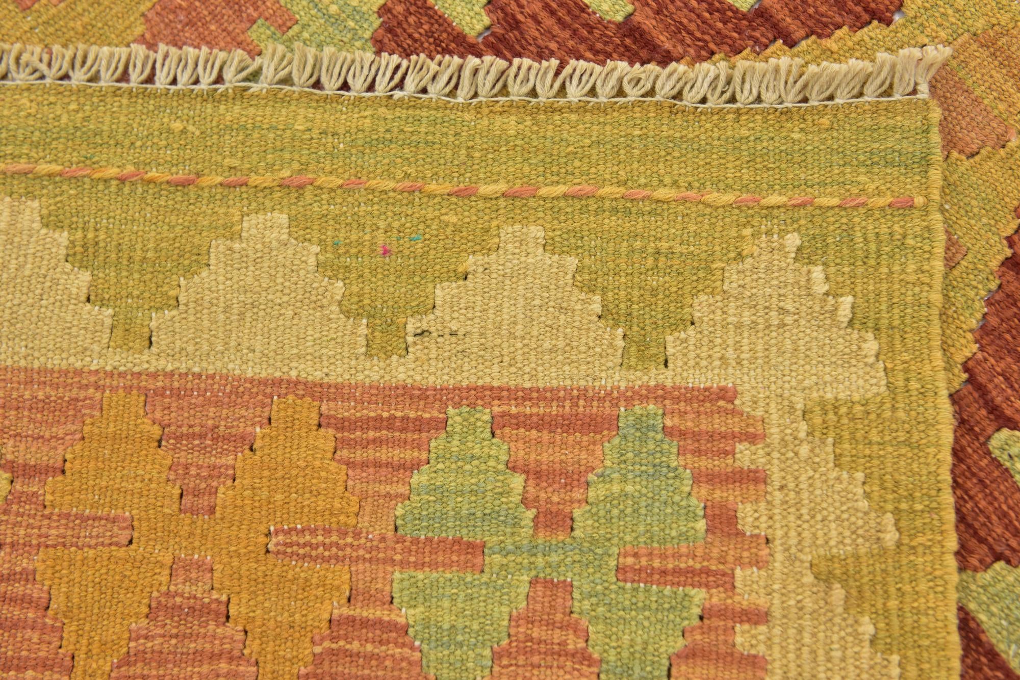 2' 6 x 4' Hand Woven Kilim Waziri Wool Rug