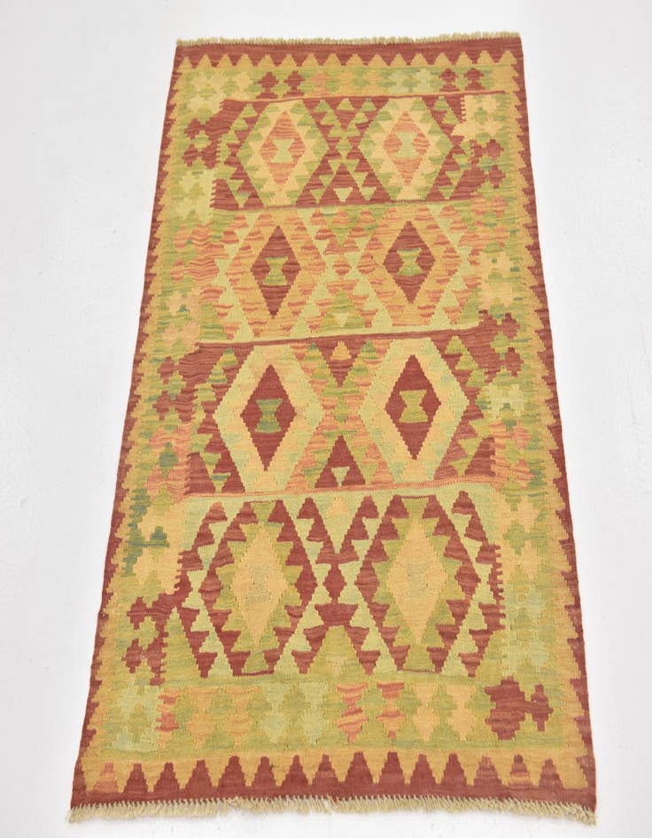 Detail image of 3' 2 x 4' Hand Woven Kilim Waziri Wool Rug