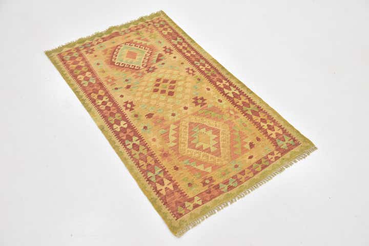 2' 8 x 4' 9 Hand Woven Kilim Waziri Wool Rug